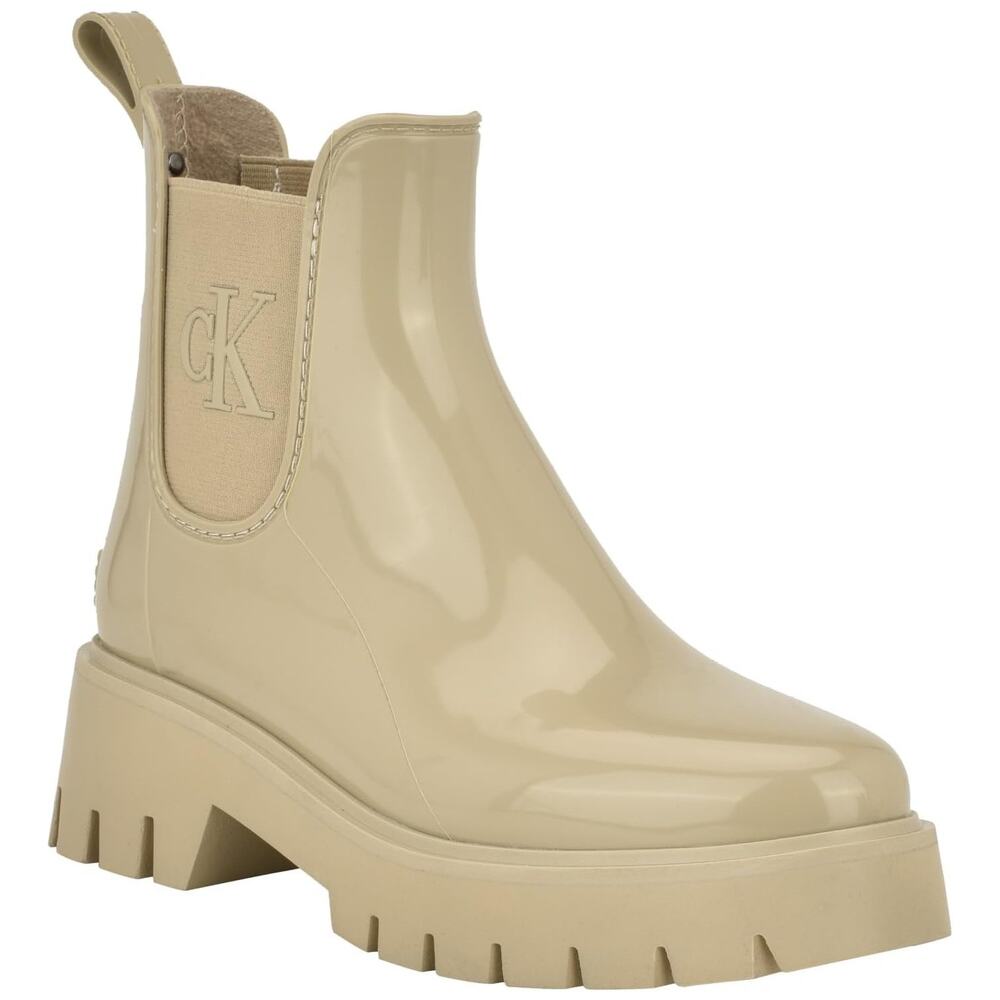 Calvin Klein Jeans Women Wende Wedge Heel Chelsea Boots Size US 7M Taupe